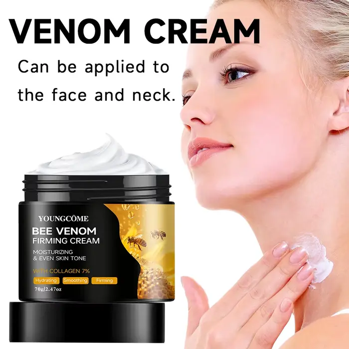 Crème Premium au Venin d'Abeille Visage et Cou – Boost de Collagène, Raffermissante, Liftante, Hydratante Naturelle, Non Grasse, Soin Doux et Amélioré