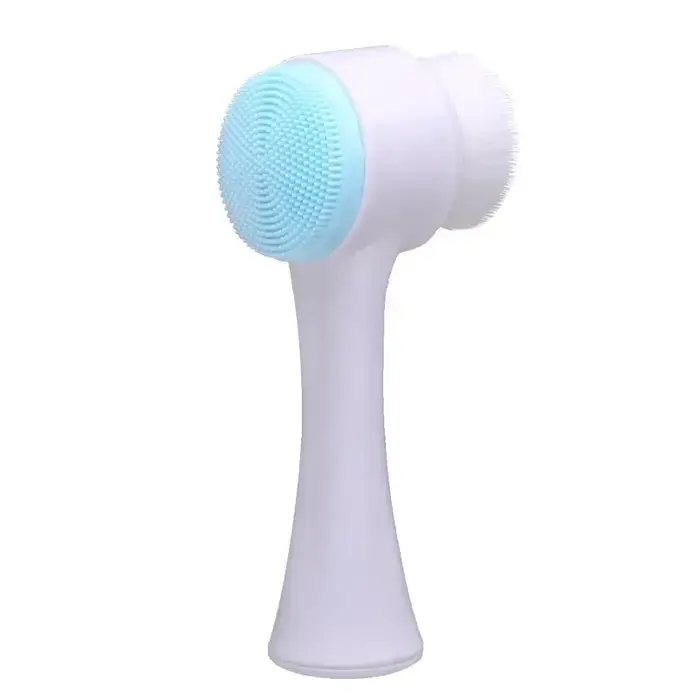 Brosse nettoyante faciale double face manuelle, brosse à visage à poils doux, exfoliant en silicone,