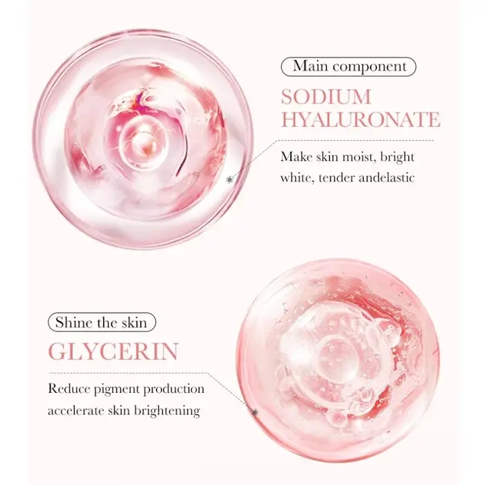 Ensemble de soins de la peau à la rose : Essence à l'acide hyaluronique, crème hydratante et éclaircissante pour les yeux, crème pour le visage pour peaux sèches