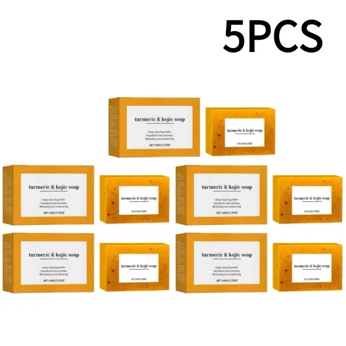 Savon Purifiant Citron Curcuma 1/2/3/4/5/10 Pièces – Barre Nettoyante Éclaircissante Douce et Profonde pour Visage et Corps