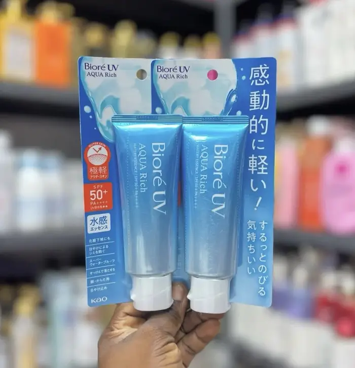Biore UV Aqua Rich Watery Essence SPF50+ PA++++ Crème solaire anti-ultraviolet rafraîchissante non grasse pour le corps et le visage