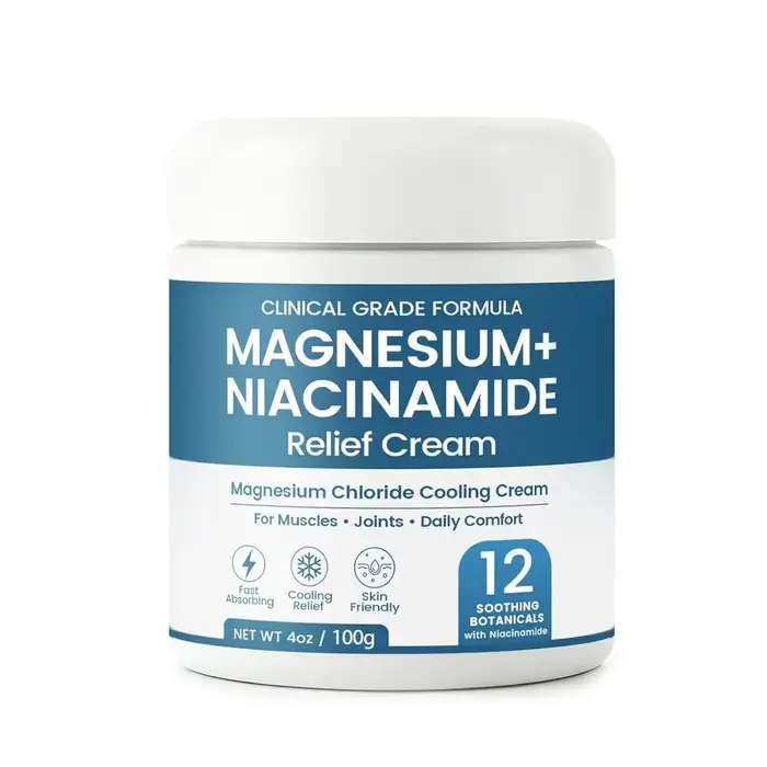 Crème Apaisante au Magnésium et Niacinamide, Crème Topique au Chlorure de Magnésium pour les Articul