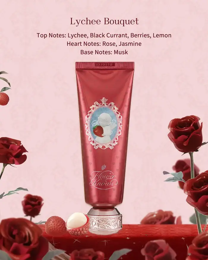 Flower Knows Christmas Limited Crème pour les mains parfumée Fraise Cupidon Collection Hydratant Hyd
