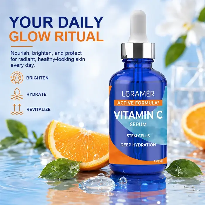 Sérum à la vitamine C, formule active, cellules souches, essence faciale, hydratation, antioxydant, éclaircissement de la peau terne, raffermissement, lissage, anti-âge