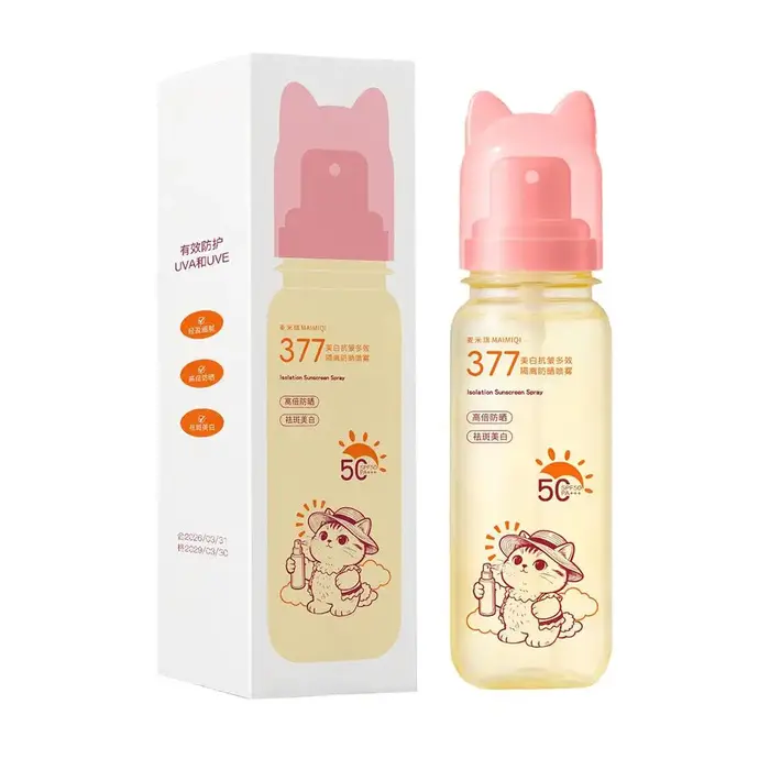 Spray solaire SPF50+ hydratant, anti-ultraviolet, respirant, blanchissant, spray solaire pour le vis