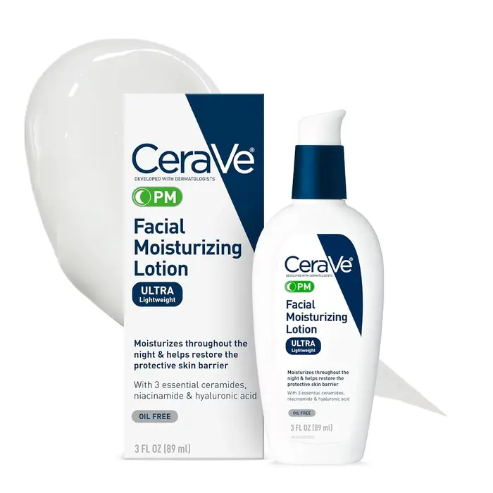 Lotion hydratante pour le visage CeraVe PM avec acide hyaluronique et niacinamide