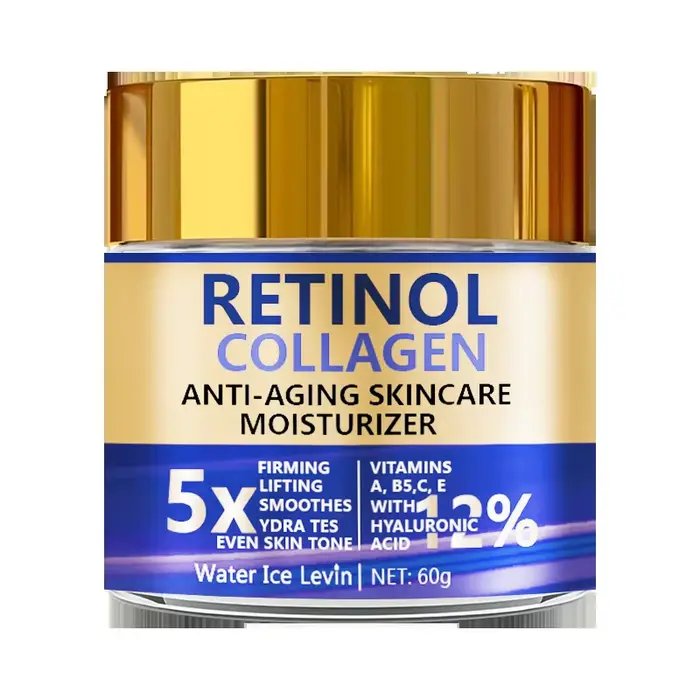 Crème Visage au Rétinol et Collagène 60g, Anti-Âge Liftante et Hydratante, avec Acide Hyaluronique, 