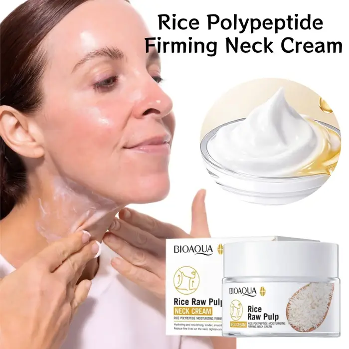 Crème hydratante pour le cou au peptide de riz, raffermissante, réduit les rides du cou, niacinamide, hydrate, nourrit, crème de massage, soin quotidien portable