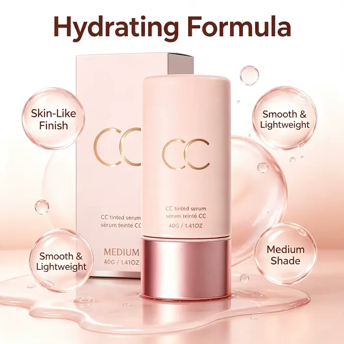 Crème Correctrice de Couleur CC Légère, Lisse, Sans Agglomération, Unifie le Teint, Éclat Naturel, Application Facile, Sans Maquillage pour Femme, Usage Quotidien