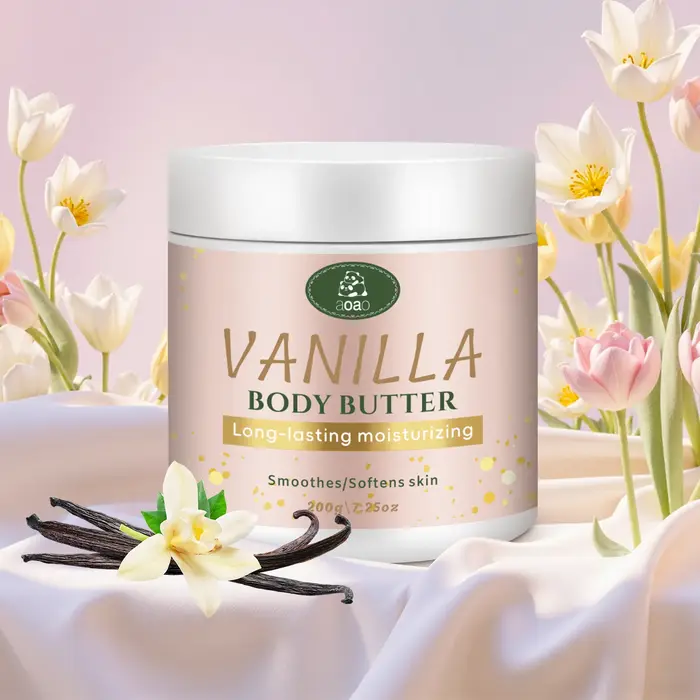 Beurre corporel vanille à l'huile de noix de coco et de karité nourrit la peau sèche, crème hydratan