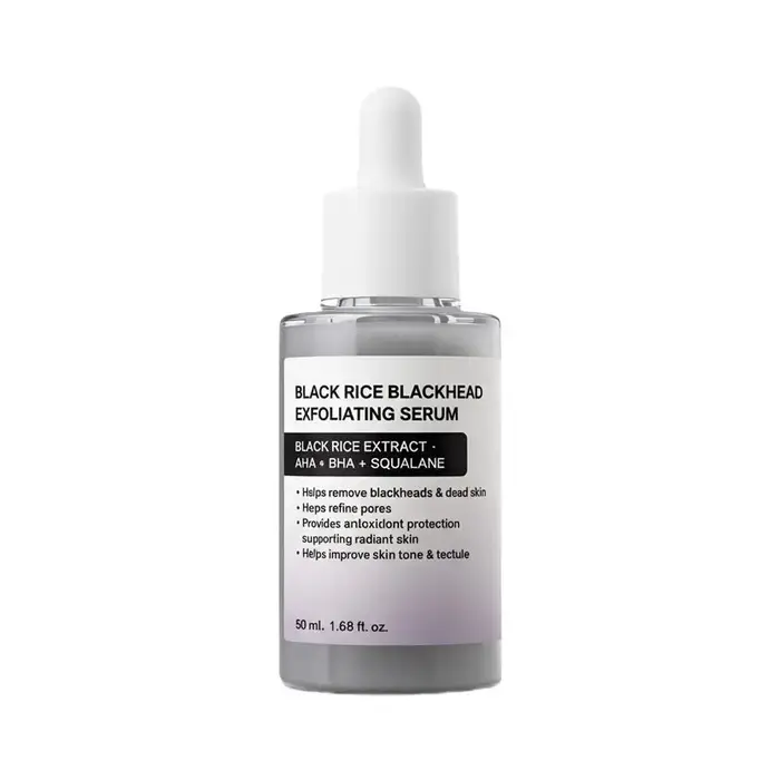 Sérum Exfoliant au Riz Noir et Blanc, Exfoliant Doux, Éclaircissant, Nourrissant, Lissant, Élimine l