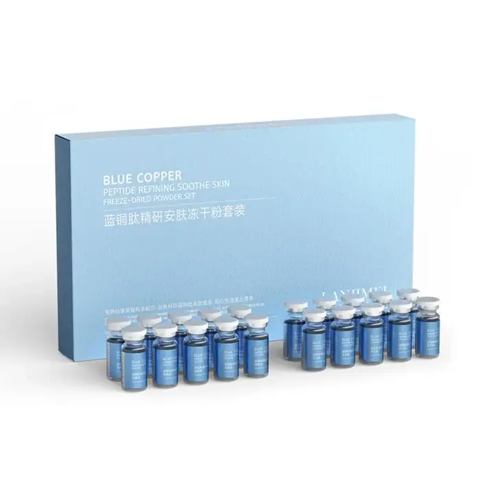 Ensemble de poudre lyophilisée réparatrice pour la peau du visage au cuivre bleu, peau sensible, hyd