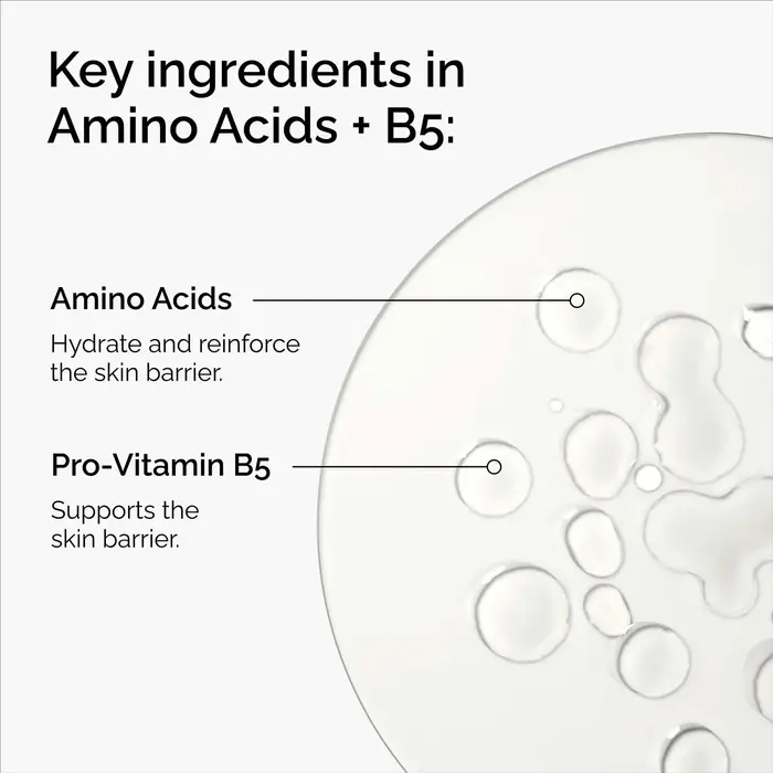 Aminoacides + B5 30 ml Sérum sans poids Riche qui hydrate et renforce visiblement la peau pour soutenir la fonction barrière naturelle