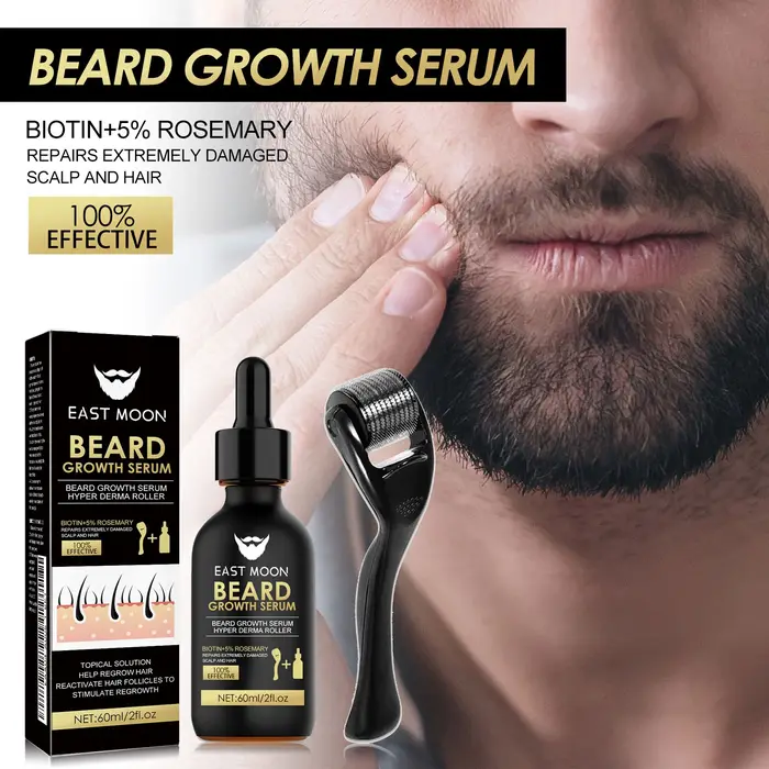 Kit de sérum pour la croissance de la barbe avec dermaroller 0
