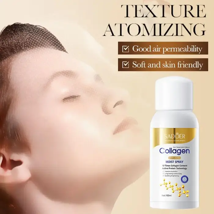 SADOER Collagène Anti-Âge Spray Hydratant 100ml Brume Hydratante à Hydratation Intensive pour un Soin Quotidien Confortable et une Rafraîchissement de la Peau
