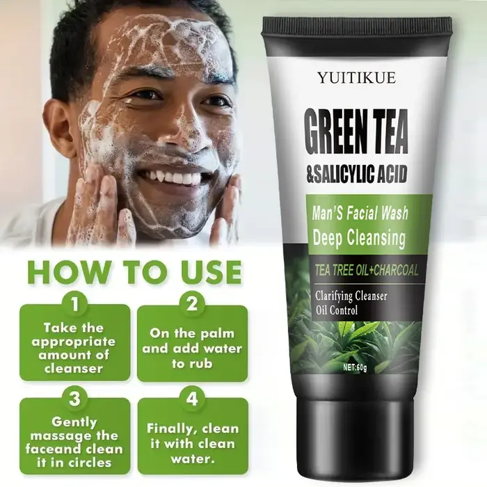 YUITIKUE Lavage du visage pour hommes 60g - Thé vert et acide salicylique