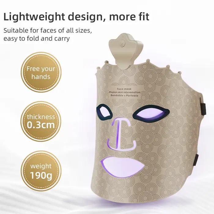 Masque Facial Led luminothérapie 7 couleurs masque en Silicone visage complet 240 perles de lampe sans fil thérapie par la lumière rouge masque Photon