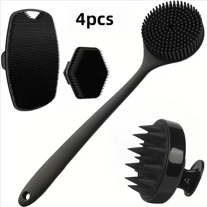 Ensemble de 4 brosses exfoliantes douces en Silicone pour le visage, douche douce, Massage et nettoy