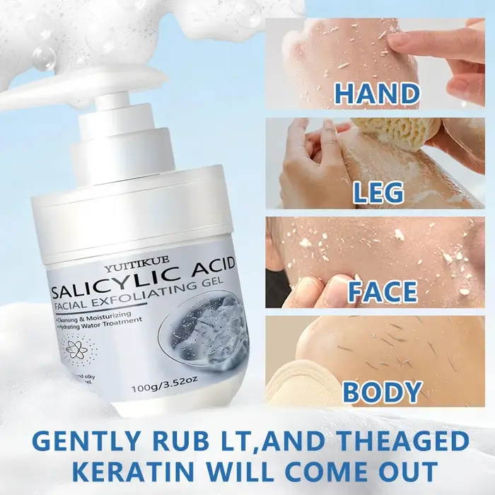 Gel exfoliant à l'acide salicylique YUITIKUE | Nettoyage en profondeur et hydratation pour une peau propre et soyeuse