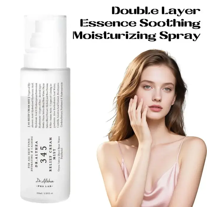 Crème en Brume Coréenne 345 Effet Apaisant, Sérum Léger Facilement Absorbable, Éclaircissant, Resserre les Pores, Hydratant Pré-Maquillage pour un Visage Éclatant