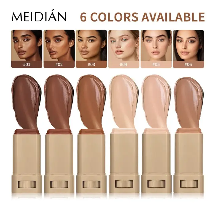 Stick de Teint Teinté 6 Couleurs – Texture Soyeuse Enrichie en Sérum – Couvrance Hydratante – Correcteur et Base