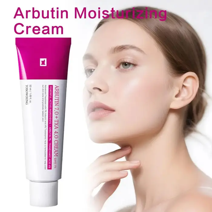 Crème éclaircissante pour le visage à l'arbutine TXA, crème hydratante en profondeur et antioxydante à l'arbutine 7,0 et à l'acide tranexamique 4,0 pour un teint uniforme
