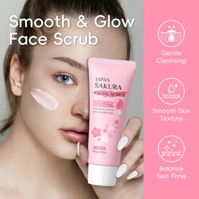 LAIKOU Gommage exfoliant pour le visage à la fleur de cerisier Nettoyage en douceur des peaux mortes