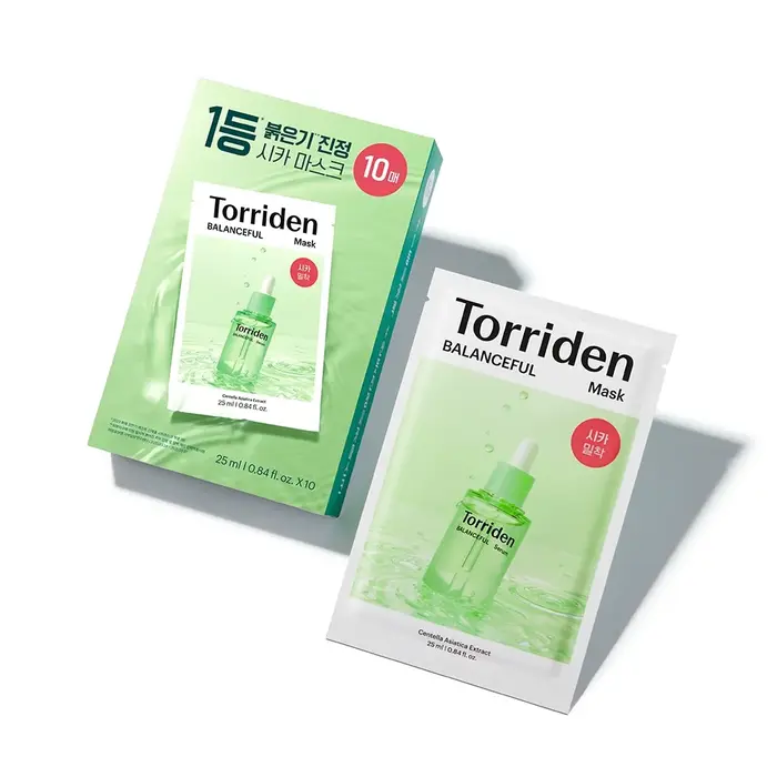 Masque Cica Équilibrant Torriden 10 pièces, Acide Hyaluronique, Apaisant, Hydratant, Masque en Tissu