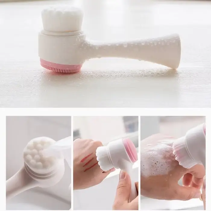 Brosse de nettoyage du visage Double Silicone 3D