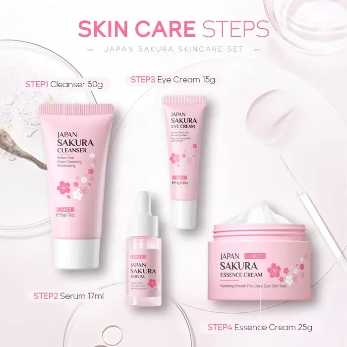 Coffrets de soins pour la peau Laikou Sakura avec nettoyant