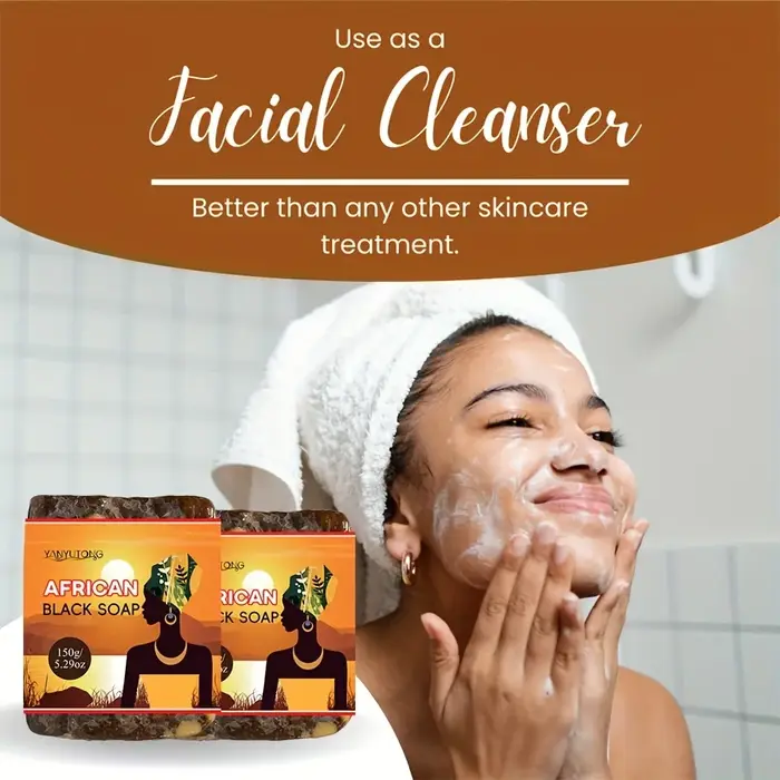 Savon noir africain nettoyage en profondeur exfoliant visage hydratant peau lissant