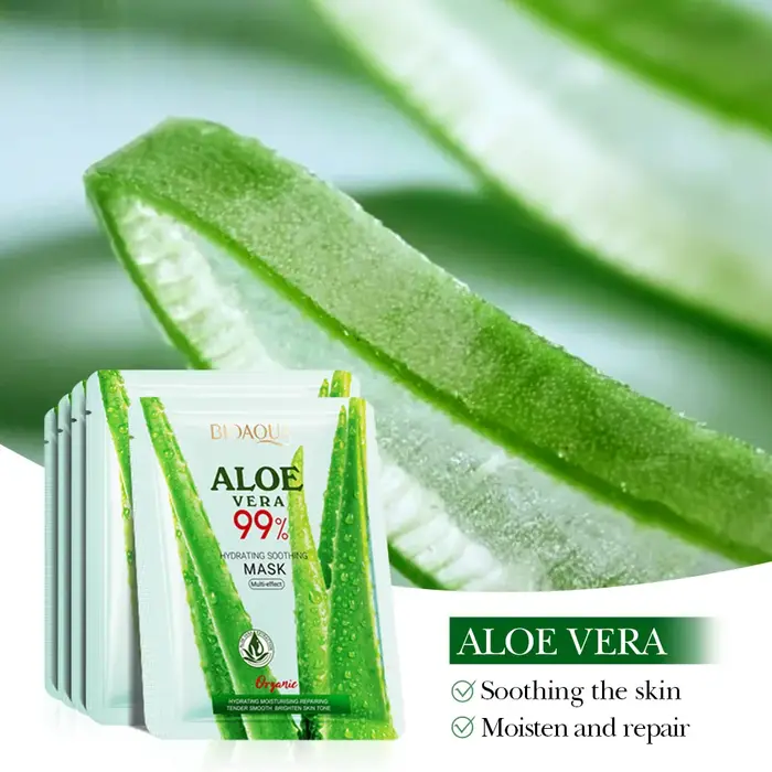 5/10 pièces BIOAQUA Aloe Vera masques faciaux hydratants peau apaisante blanchissant Anti-rides