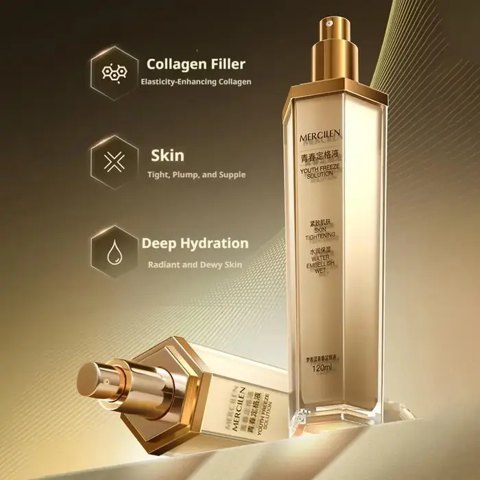 MERCILEN Youth Freeze Solution Sérum Visage Raffermissant Anti-Rides Hydratant et Nourrissant Traitement Anti-Teint Terne 120ml