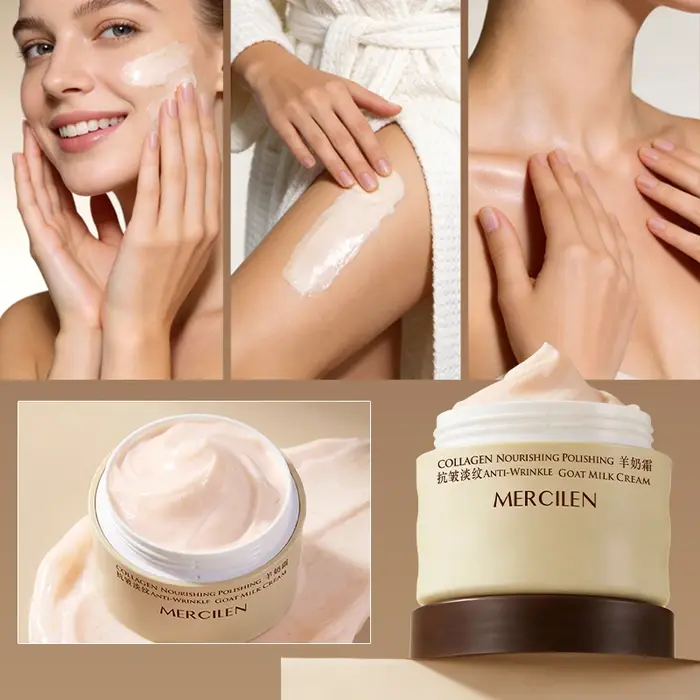 Crème nourrissante au lait de chèvre et au collagène Mercilen 100g, contient de l'acide hyaluronique, de la vitamine E et du squalane d'origine végétale, qui peuvent hydrater et nourrir efficacement l