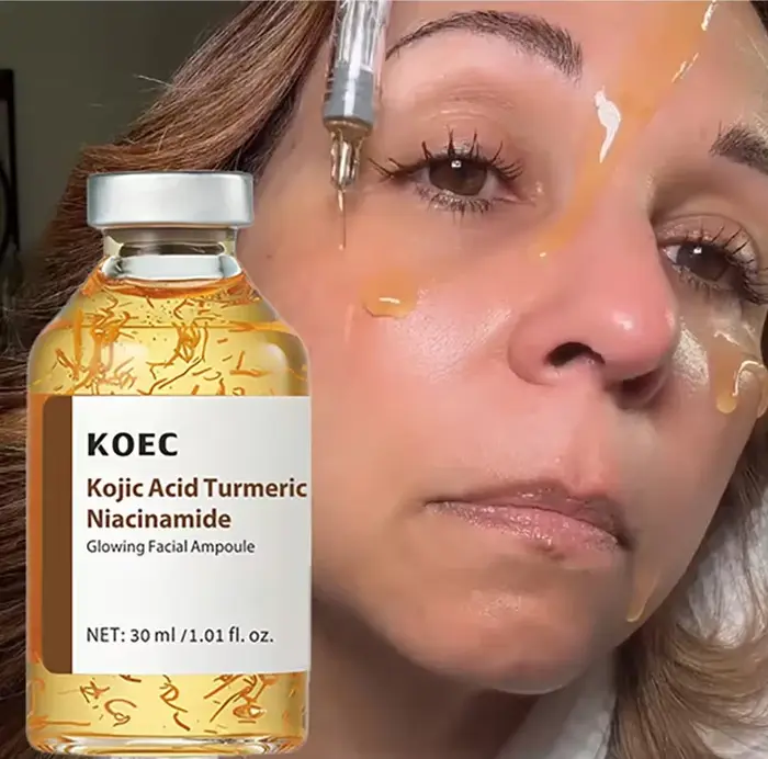 Sérum Ampoule Visage à l'Acide Kojique et au Curcuma avec Niacinamide – Essence Hydratante et Nourrissante en Profondeur