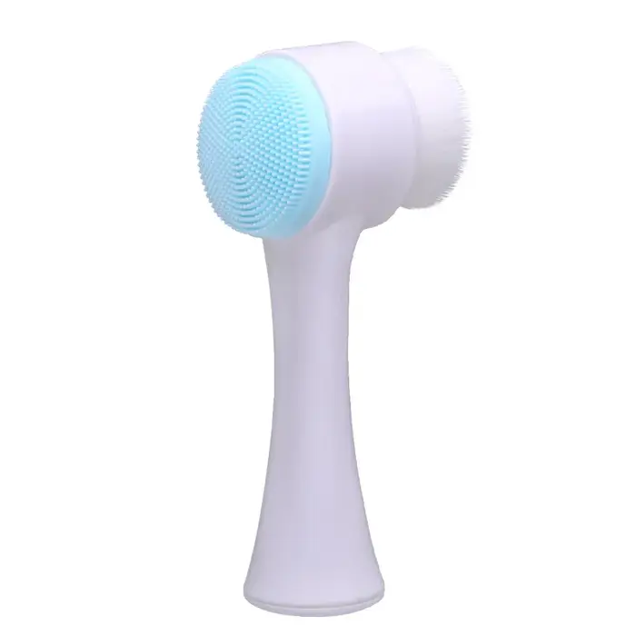 Brosse nettoyante faciale 3D double face en silicone souple, exfoliant manuel pour le visage, masseu