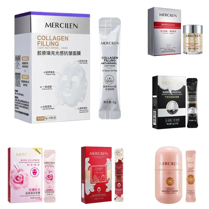 1 boîte de masques faciaux exfoliants au collagène Mercilen