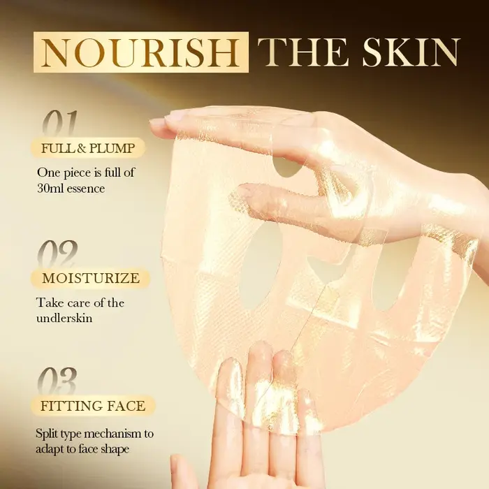 SADOER masques faciaux au collagène doré hydratant Anti-âge Anti-rides masque Facial feuille