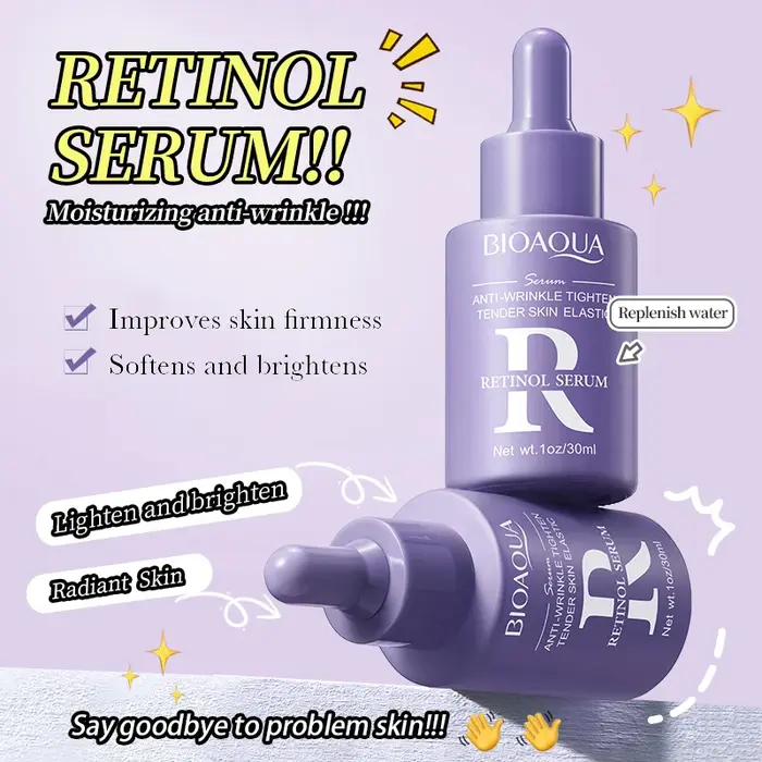 BIOAQUA vitamine C rétinol acide hyaluronique sérum pour visage hydratant Anti-rides Anti-âge blanchissant Essence