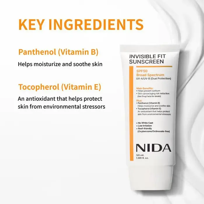 Crème solaire invisible NIDA / Crème réparatrice pour les yeux