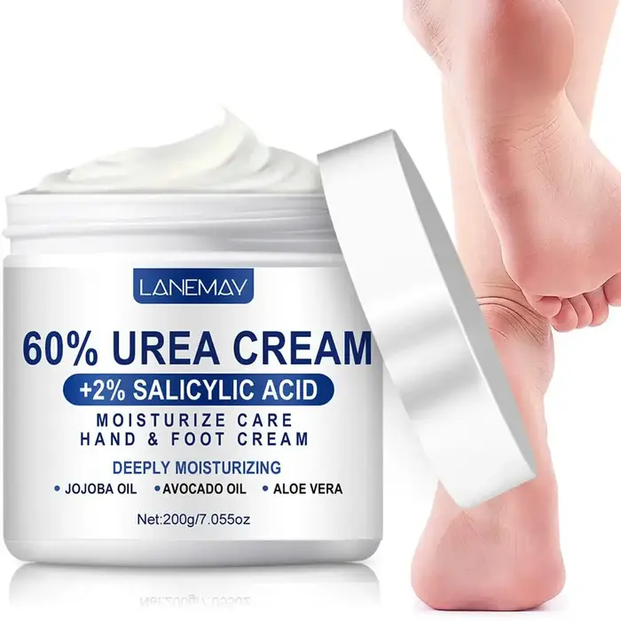 Crème à l'urée 60% et acide salicylique 2%, crème pour les pieds secs et gercés, talons, genoux, coudes, mains, crème hydratante pour les mains et les pieds 200g