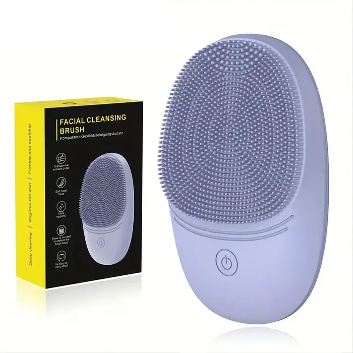 Brosse nettoyante faciale électrique en silicone souple, brosse nettoyante faciale à vibration soniq
