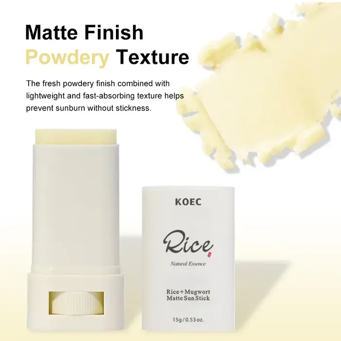 La tige de protection mate SPF50++ contient des ingrédients de riz et de curcuma