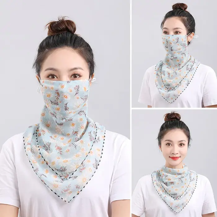 UPF 50+ Protection solaire voile facial écharpe-masque de cou en mousseline de soie respirante pour voyage en plein air cyclisme filtre UV couverture légère