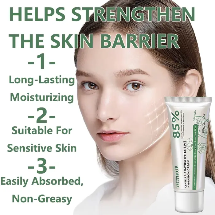 Crème YUITIKUE à la Centella Asiatica 85% Hydratation Intensive Réparatrice pour Peaux Sensibles avec Panthénol 60g