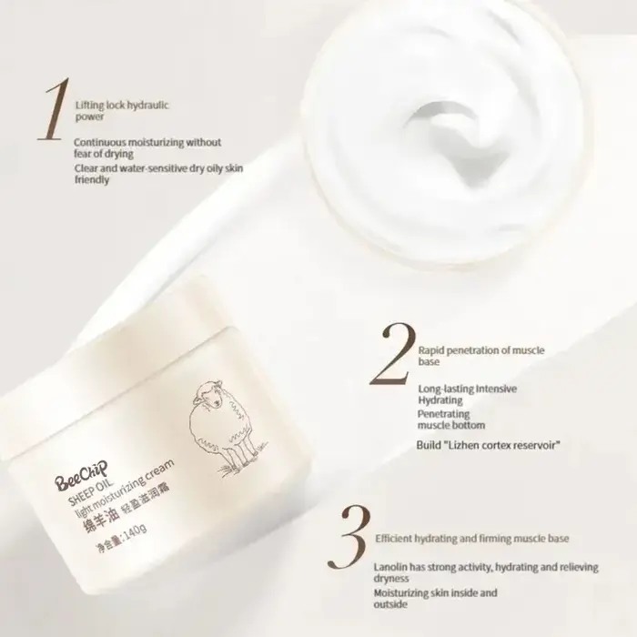 Crème hydratante pour le visage, soin pour la peau, lanoline, non grasse et absorbante rapidement, m