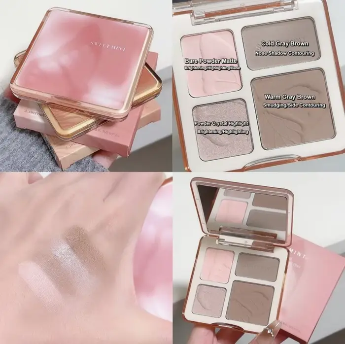 Palette de contour éclaircissante pour façonner le visage, légère, aspect naturel, liquide, utilisat