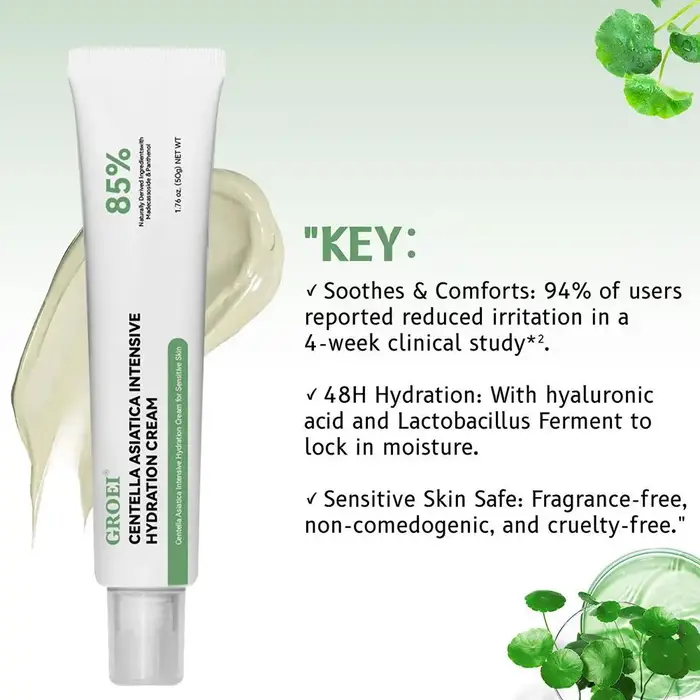 Crème pour le visage à la Centella Asiatica, réparatrice de la barrière cutanée à la céramide, hydratante pour les peaux sensibles sujettes à l'acné, crème de nuit apaisante et hydratante