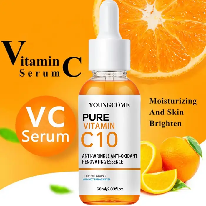 Vitamine C Essence pour le visage acide hyaluronique peau foncée éclaircir sérum estompe les ridules hydratant