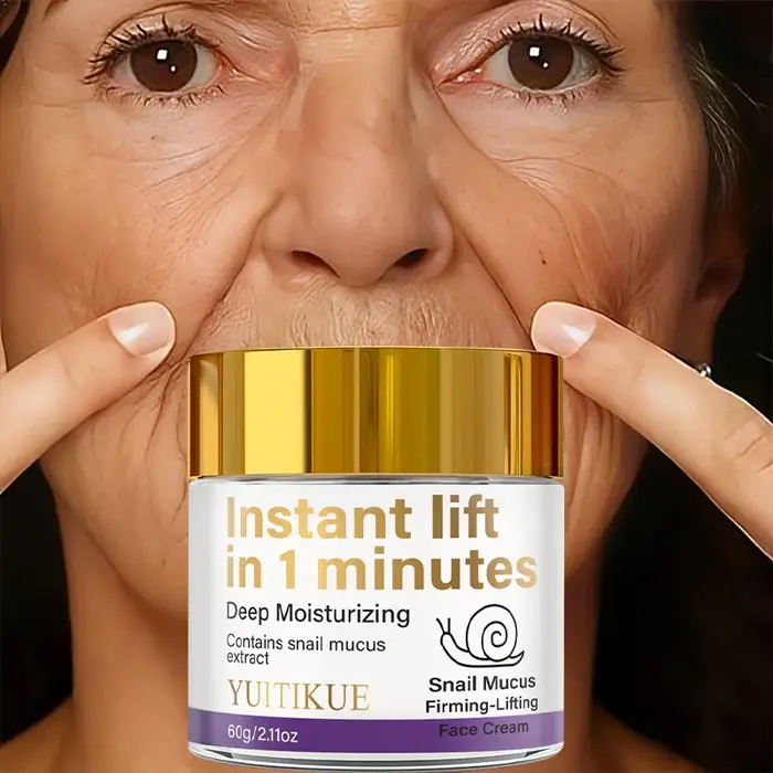 Crème raffermissante à la mucine d'escargot qui lifte instantanément en 1 minute, hydrate en profondeur et contient de l'extrait de mucine d'escargot